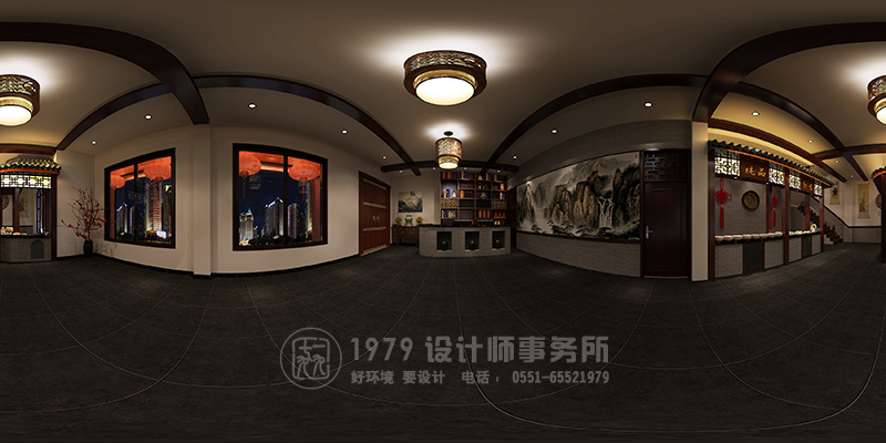 中式餐廳裝修設計360全景圖